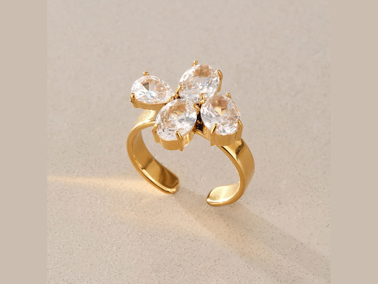 CZ Clover Cluster Ring — detail