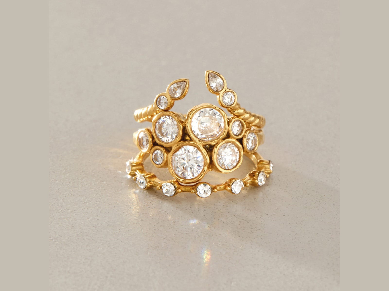CZ Cluster Open Ring — detail
