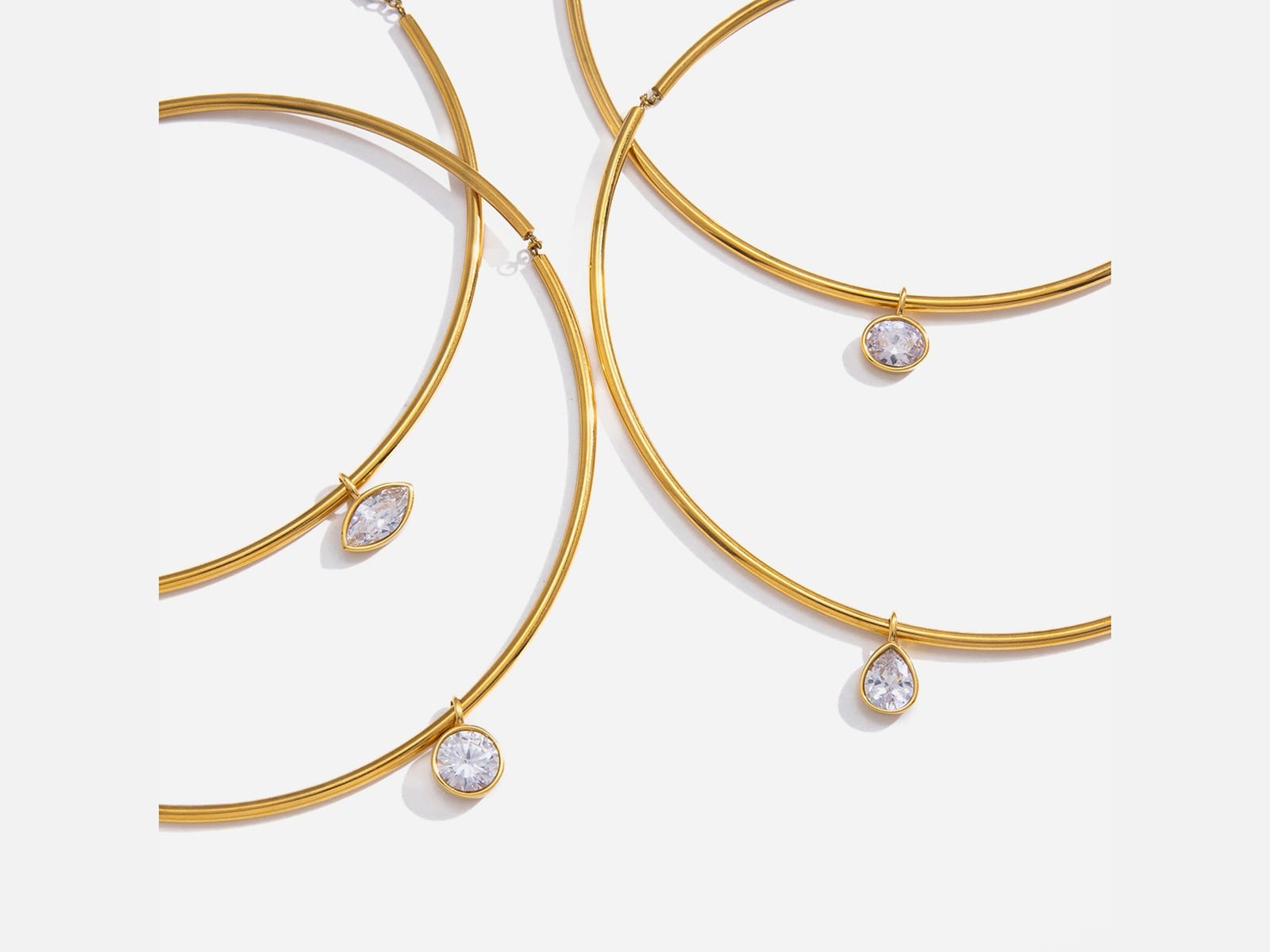 CZ Collar Necklace, Rigid — detail