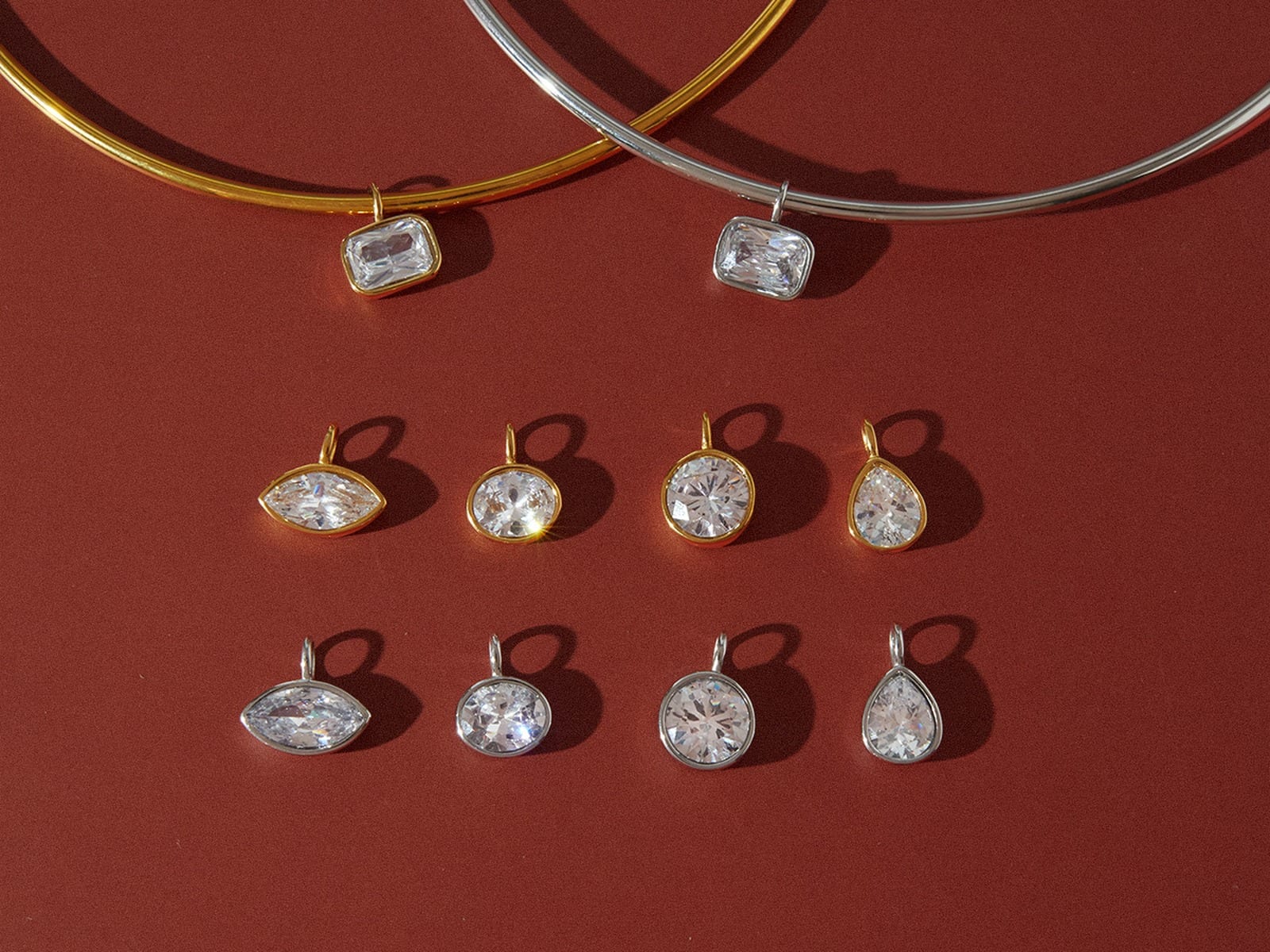 CZ Collar Necklace, Rigid — detail