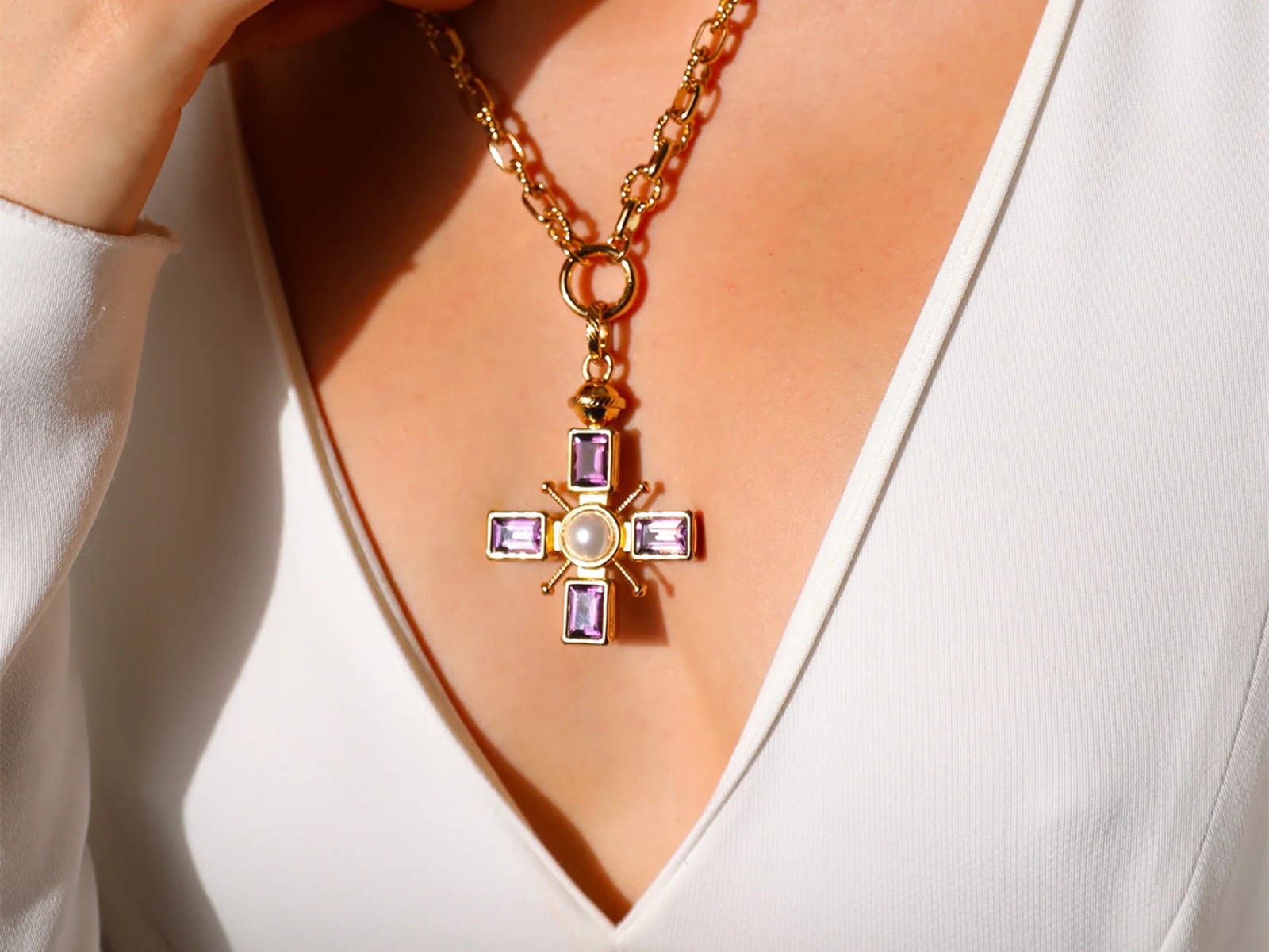 CZ Cross Pendant Necklace Range — detail