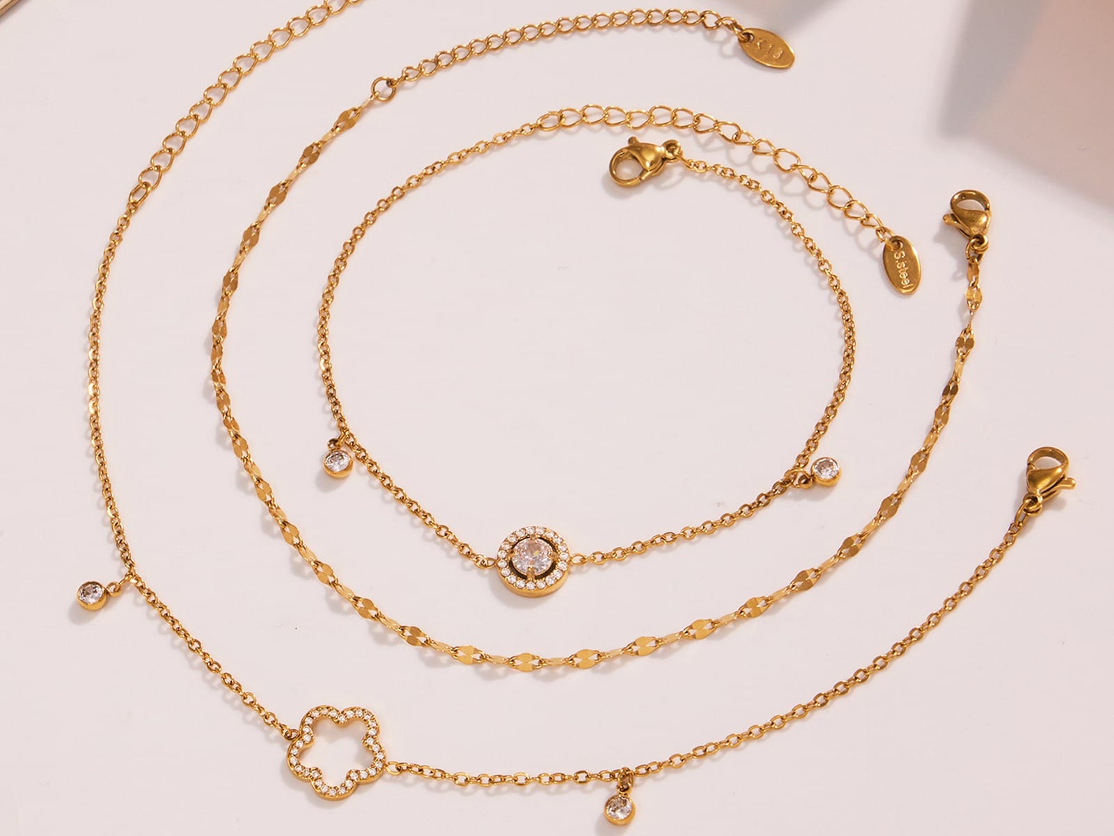 CZ Disc Anklet — detail