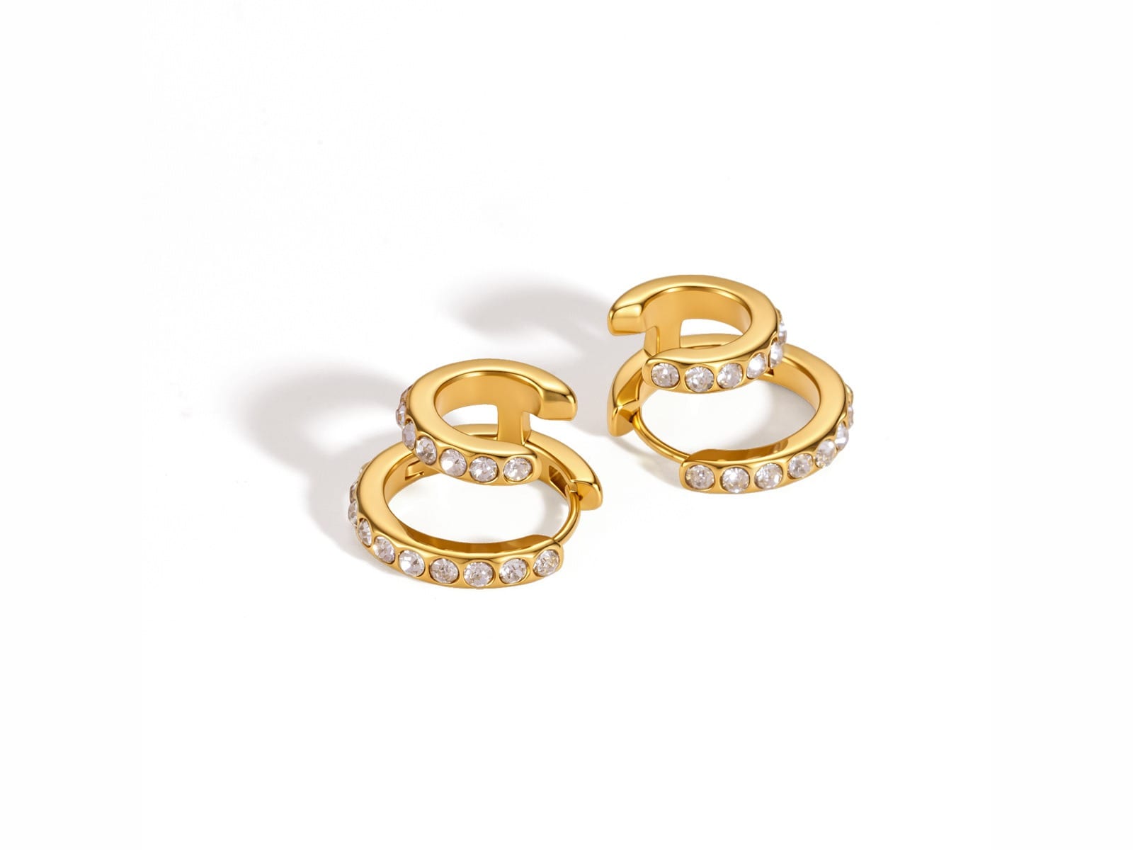 CZ Double Huggie Earrings
