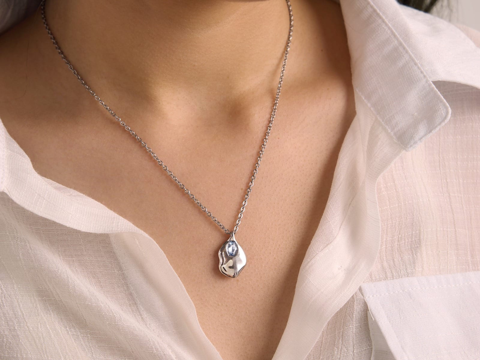 CZ Drop Pendant Necklaces — detail