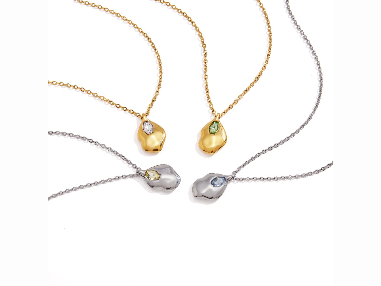CZ Drop Pendant Necklaces