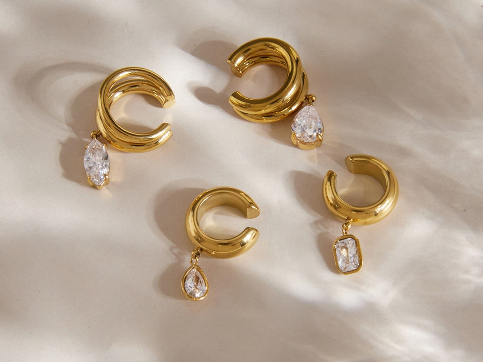 CZ Ear Clips, No Piercing — detail