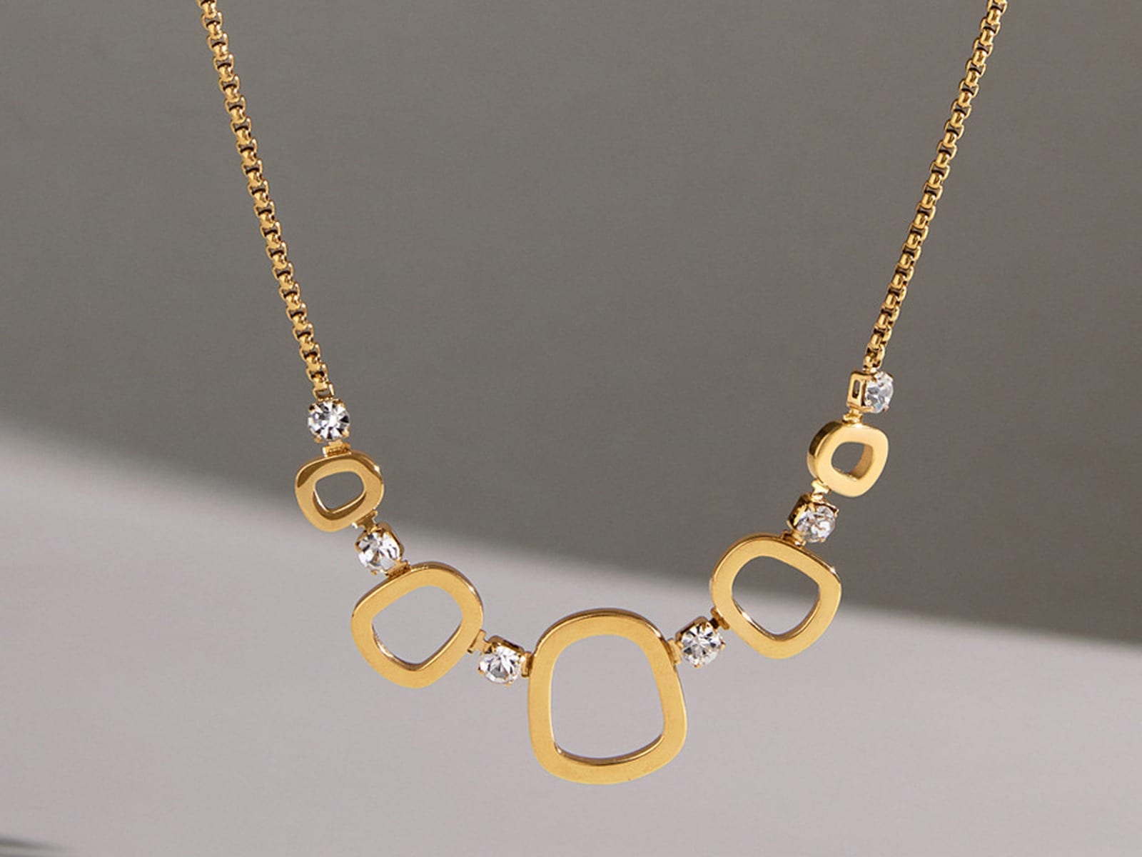 CZ Organic Link Necklace — detail
