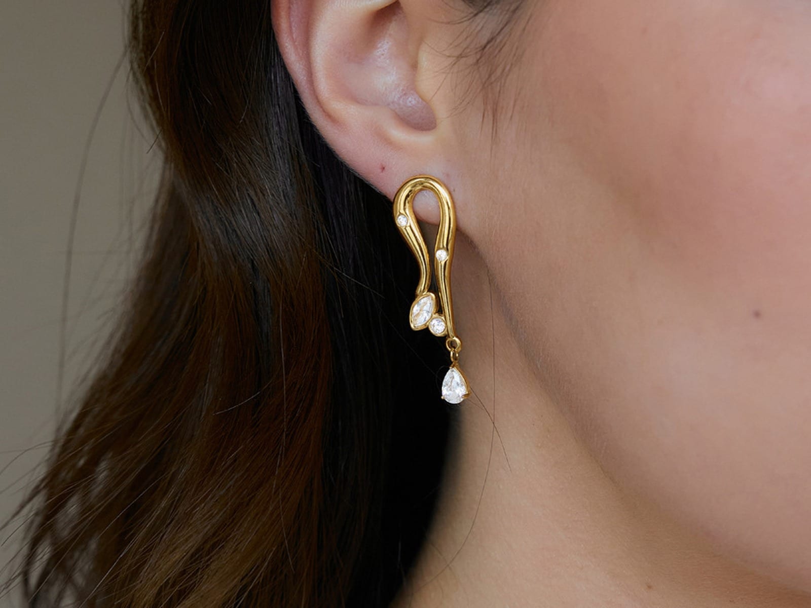 CZ Pleated Stud Earrings — detail
