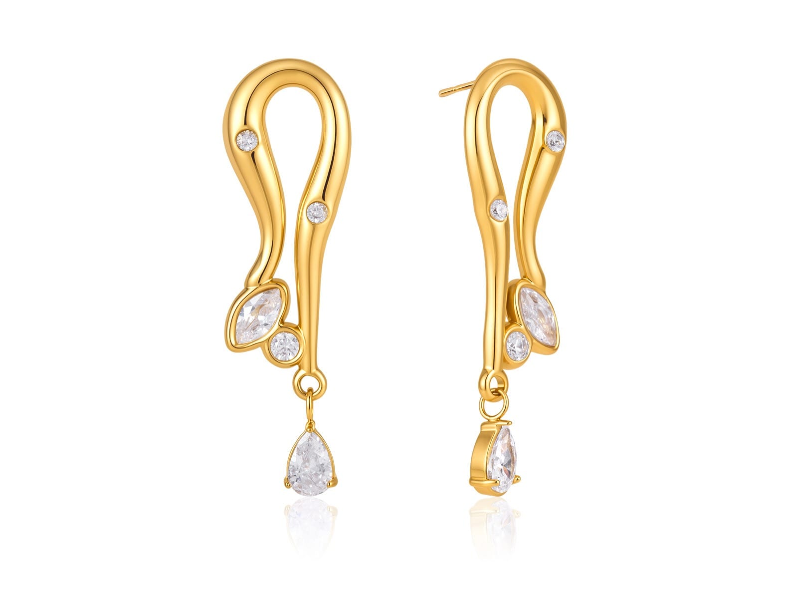 CZ Pleated Stud Earrings