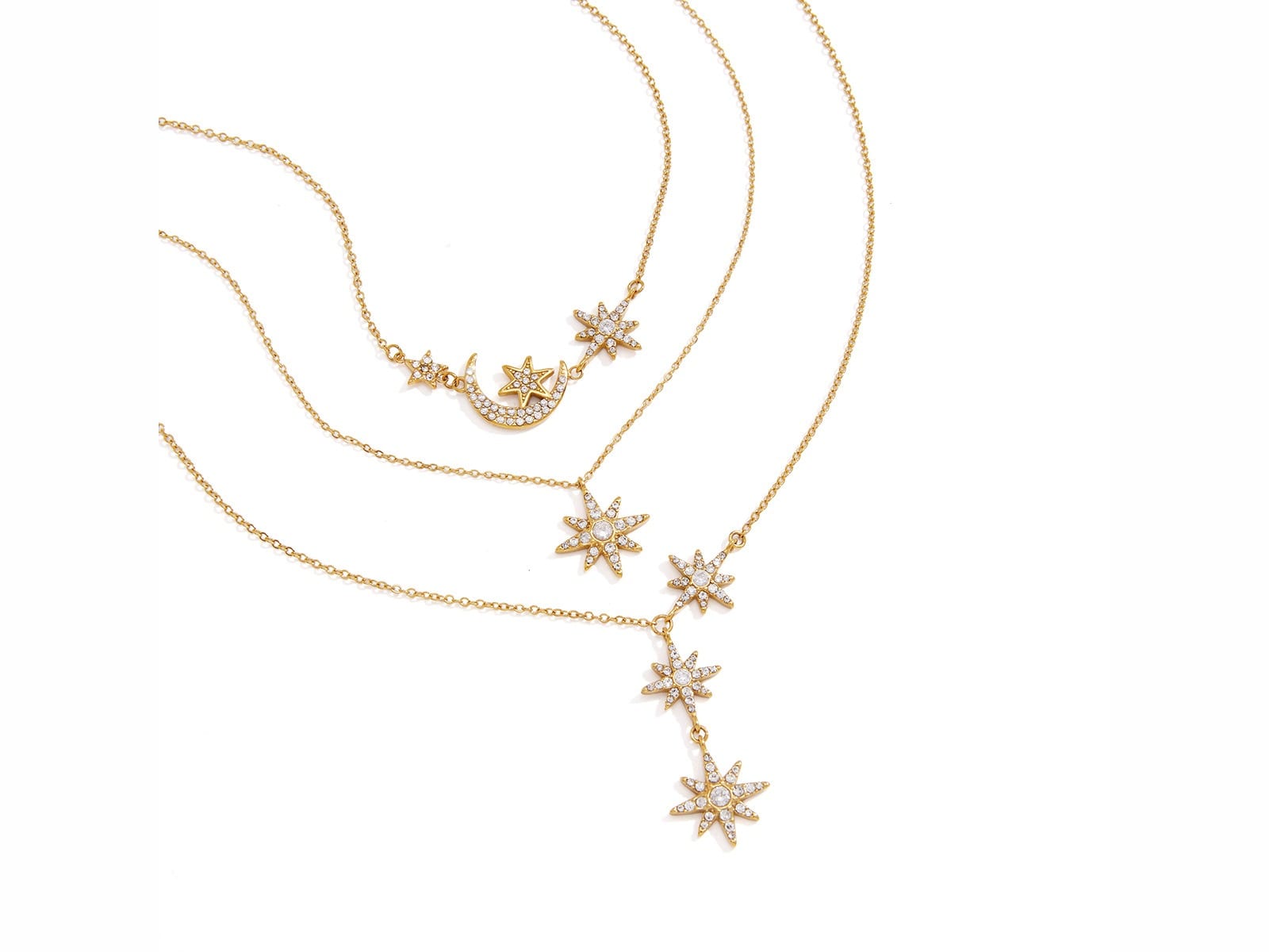 CZ Star & Moon Necklaces