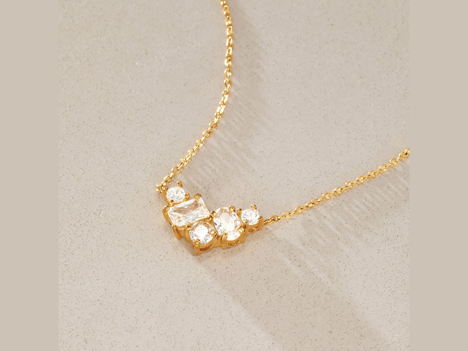 CZ Trio Fan Necklace — detail