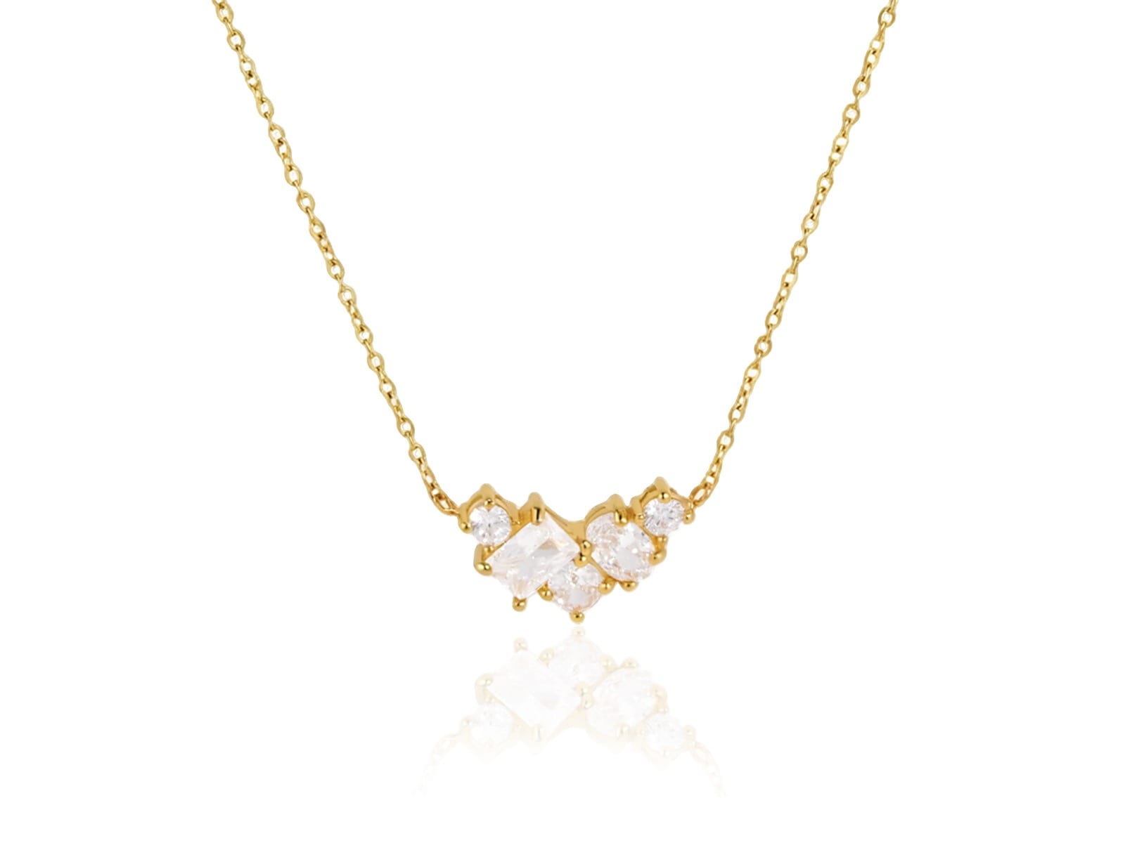 CZ Trio Fan Necklace