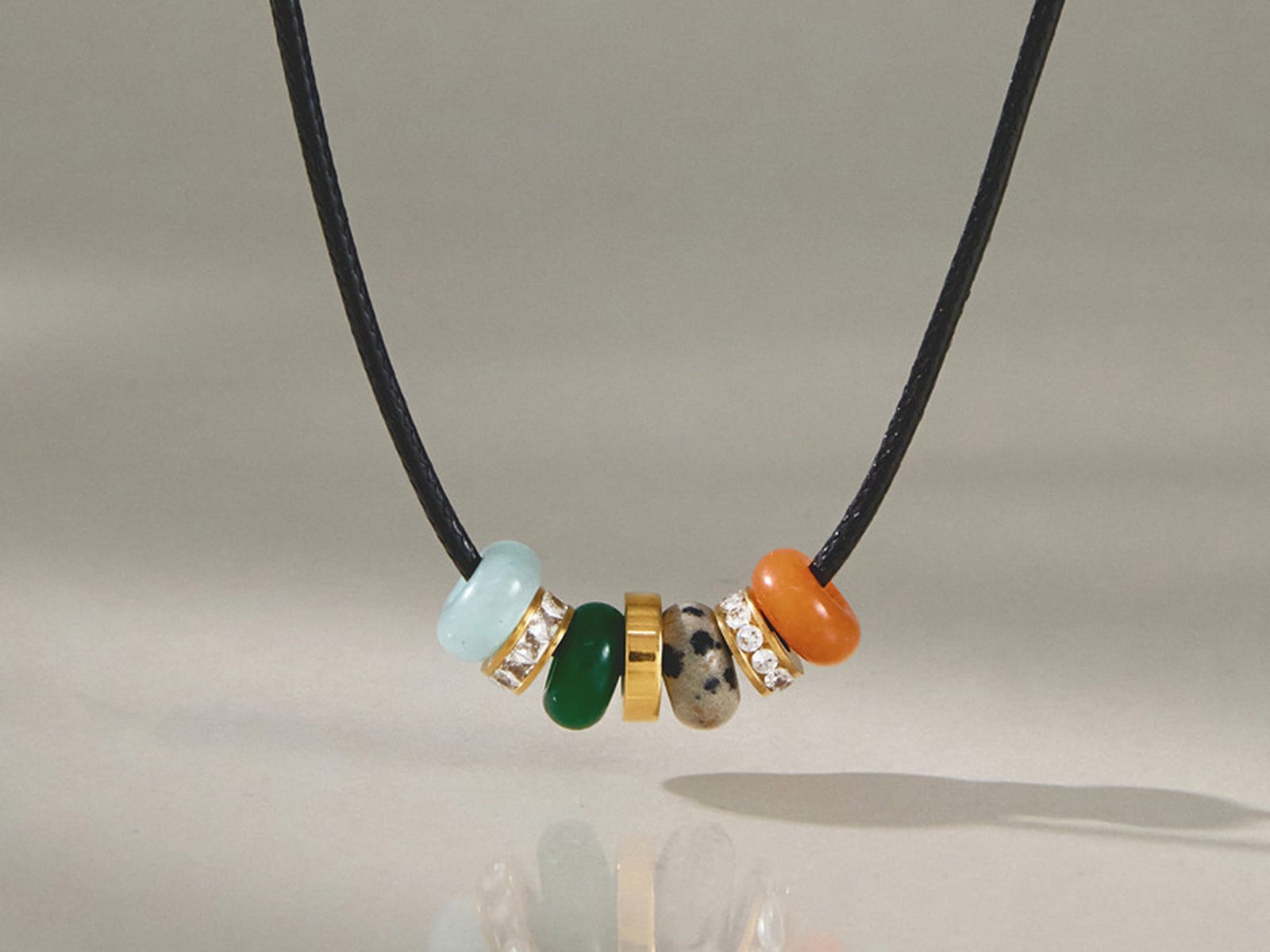 Dark Cord Stone Necklace — detail