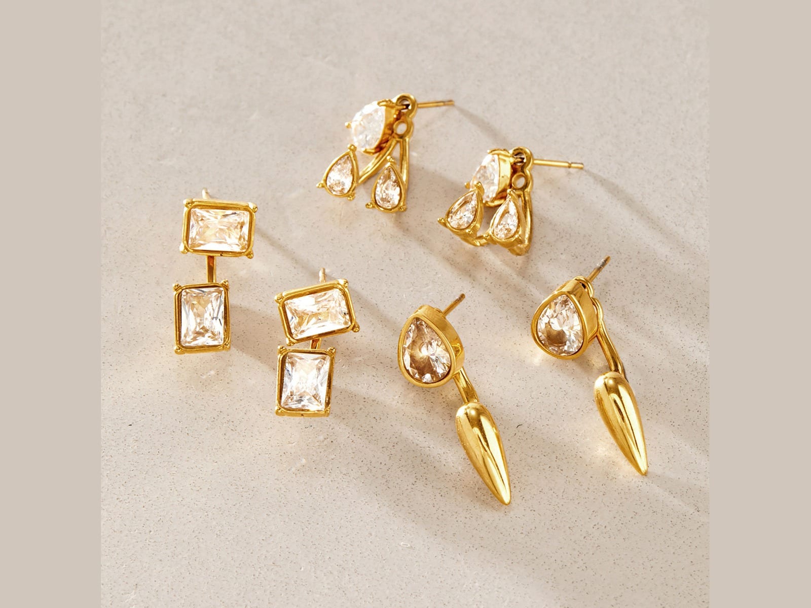 Detachable CZ Stud Earrings — detail