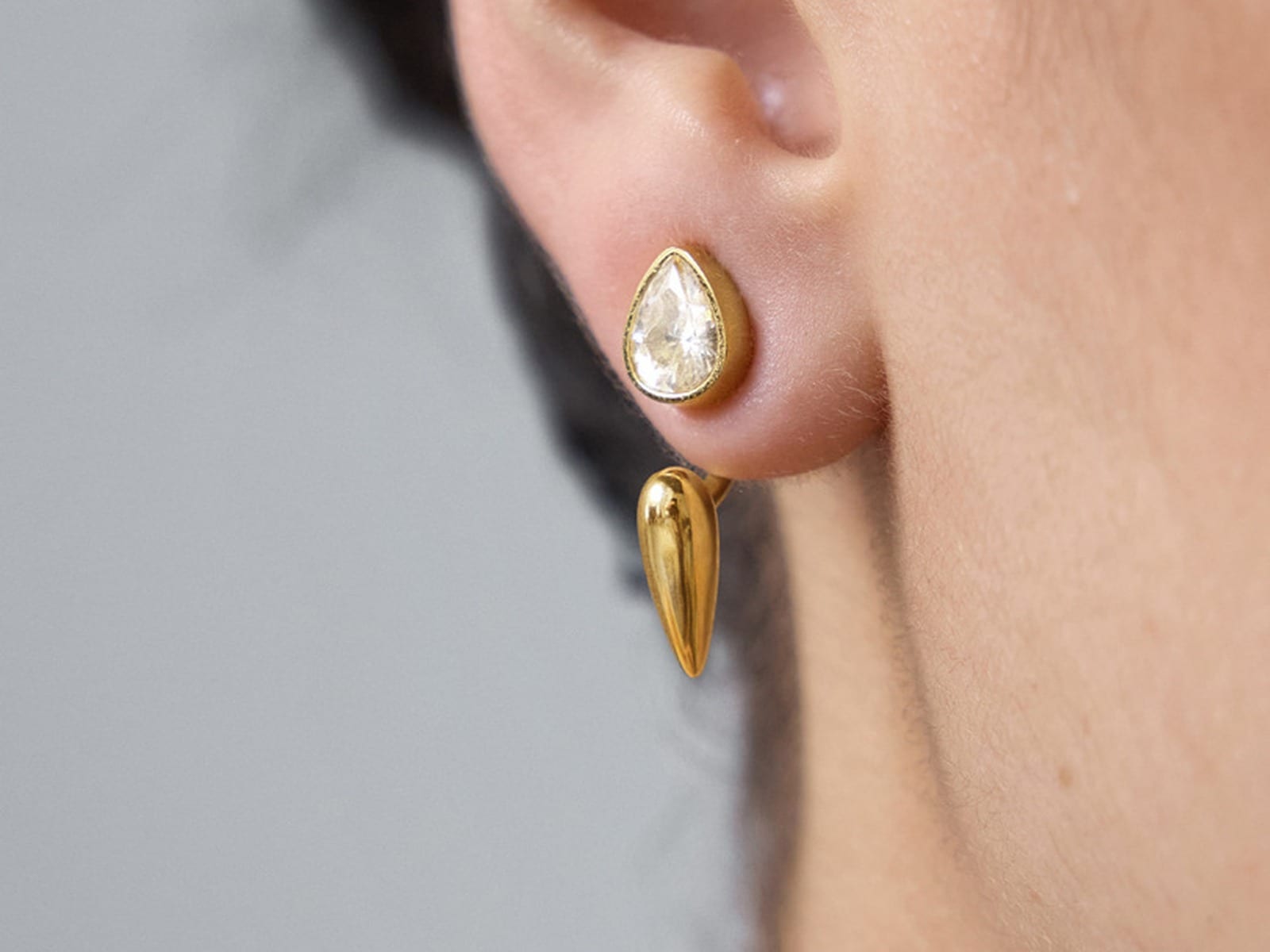 Detachable CZ Stud Earrings — detail