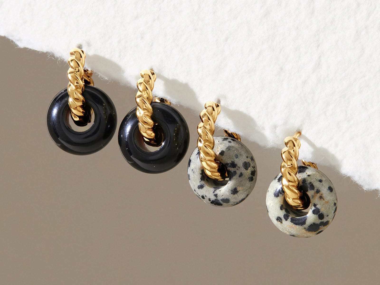 Disc and Rope Hoop Earrings — detail