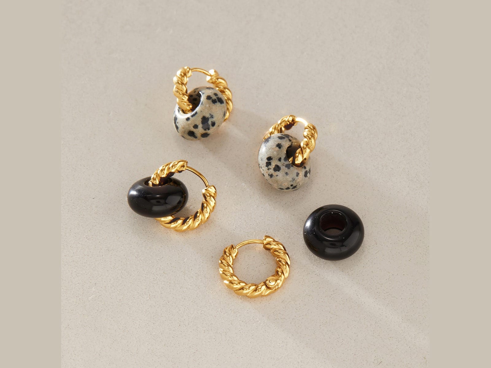 Disc and Rope Hoop Earrings — detail