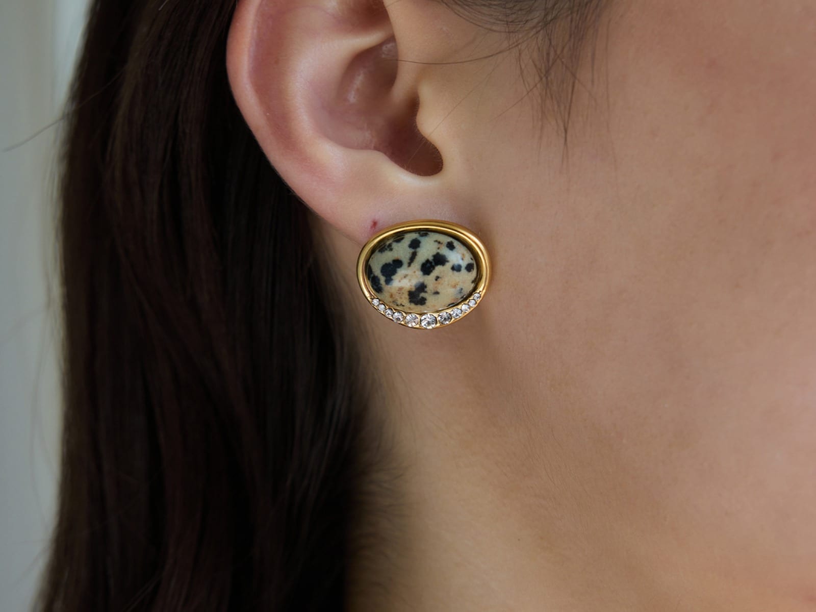 Double Stone Stud Earrings — detail