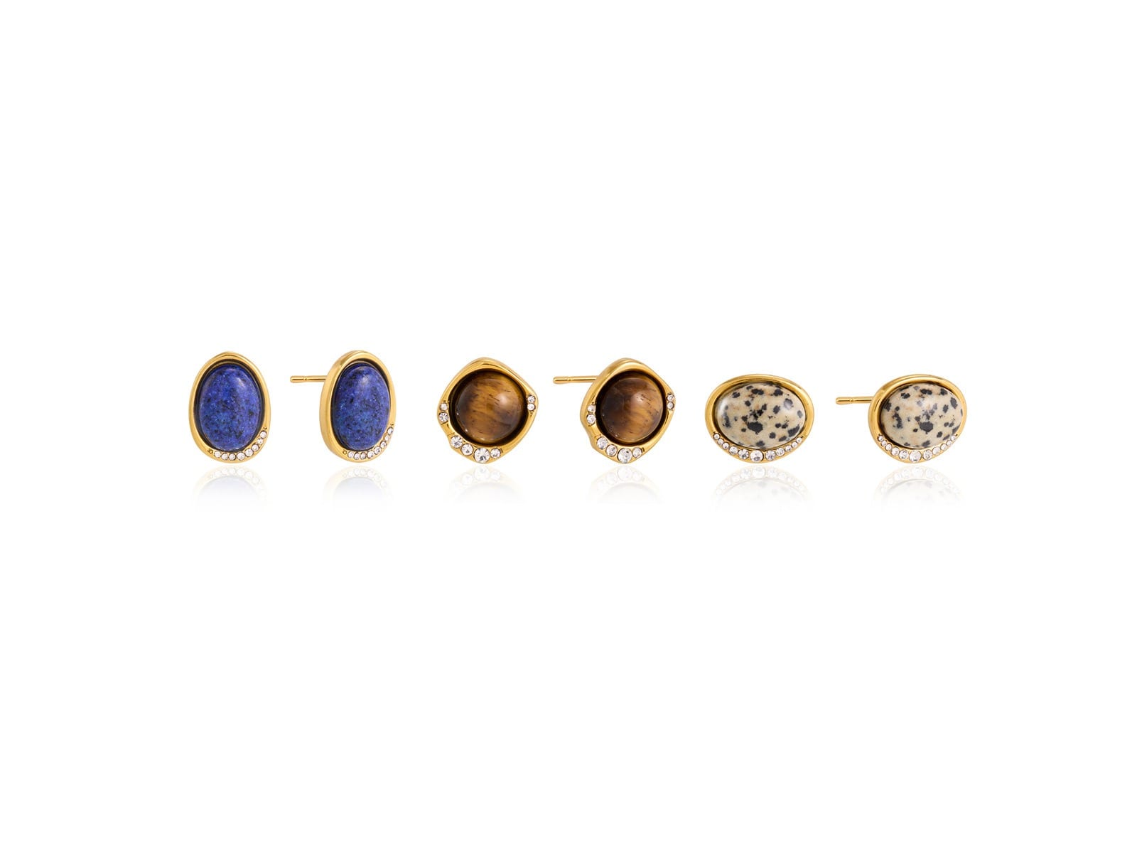 Double Stone Stud Earrings