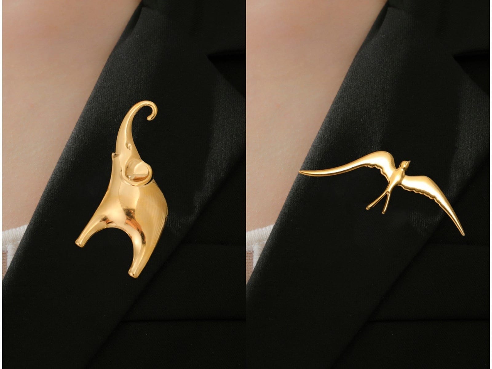 Elephant & Bird Brooch — detail