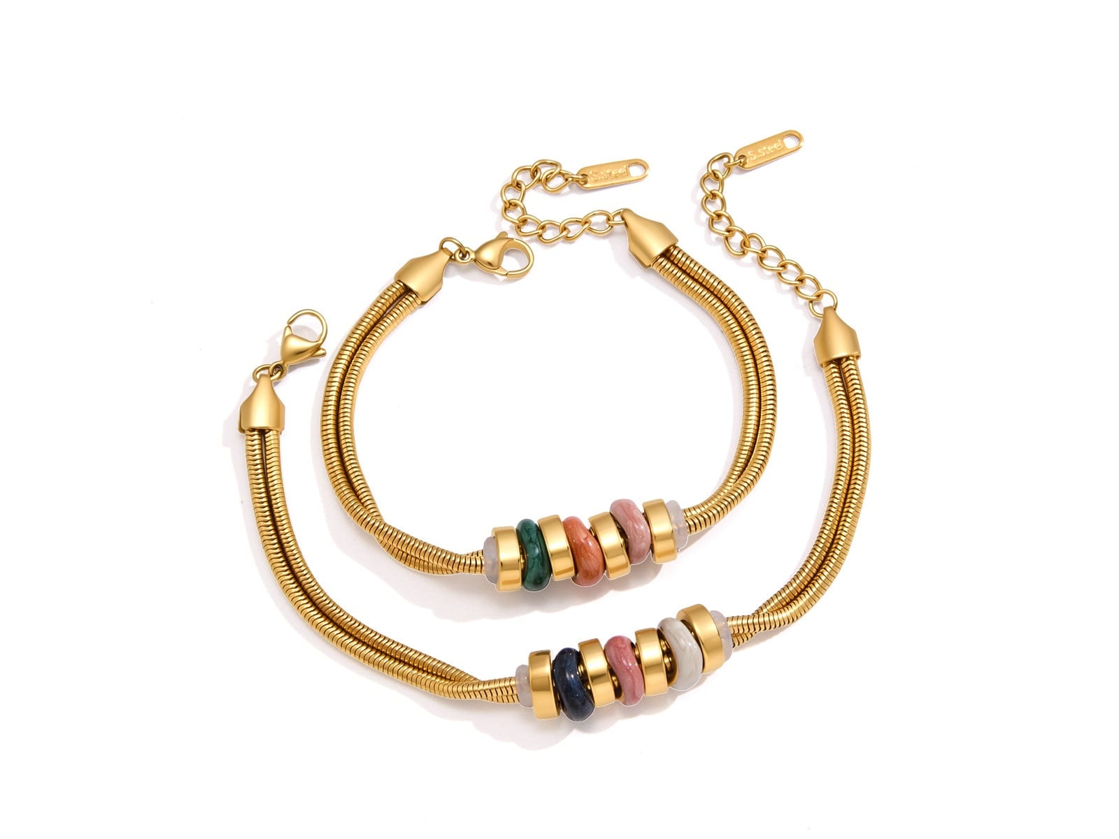 Enamel Ring Double Bracelet