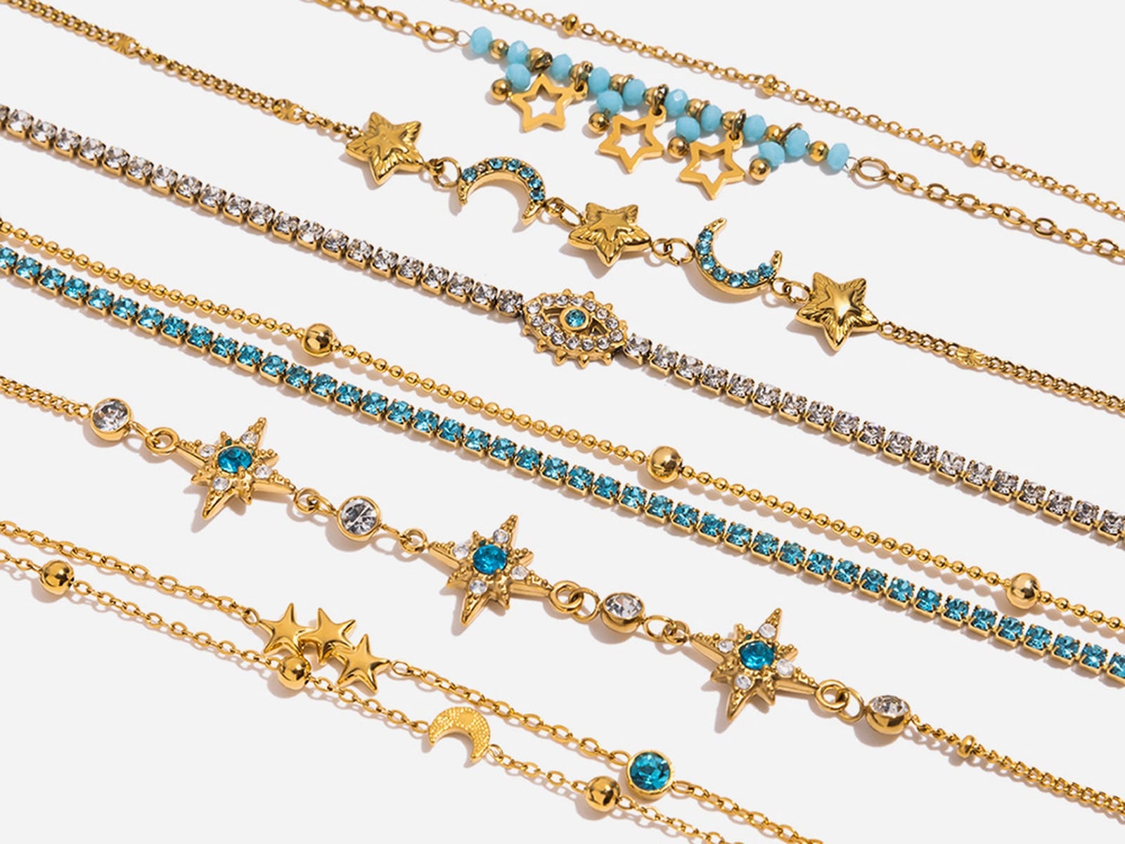 Evil Eye & Star Charm Bracelets — detail