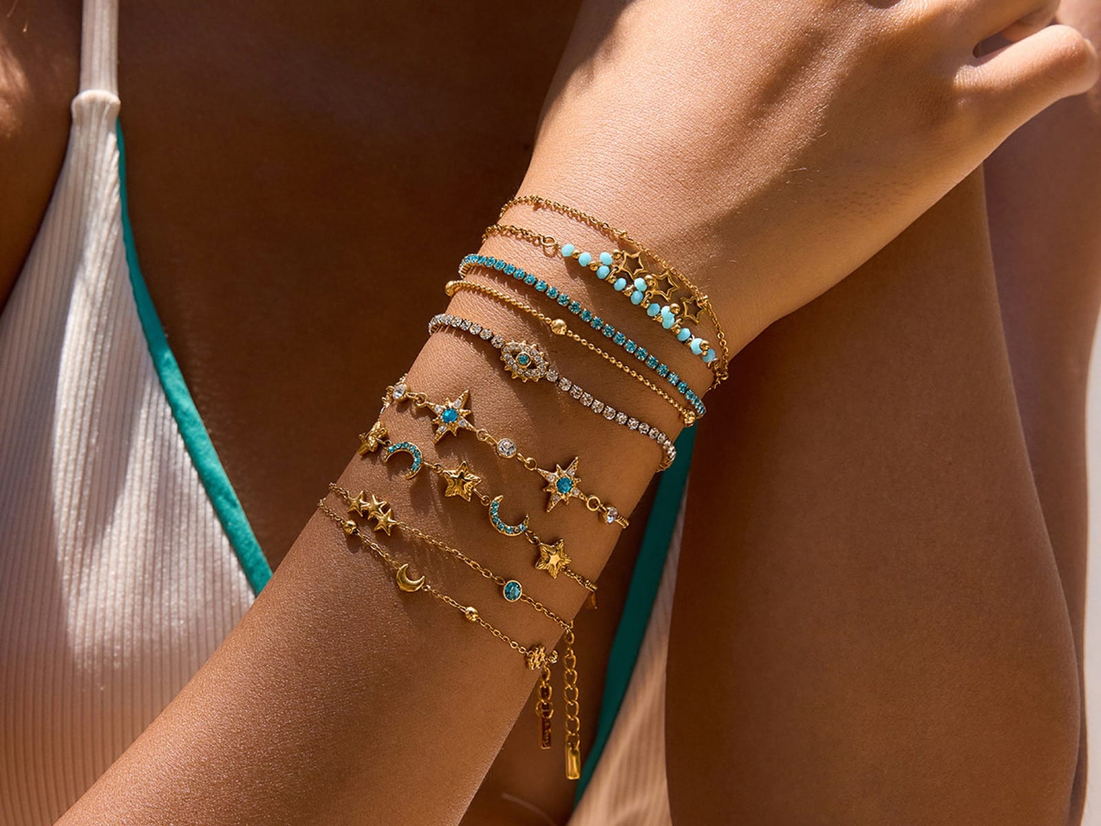 Evil Eye & Star Charm Bracelets — detail