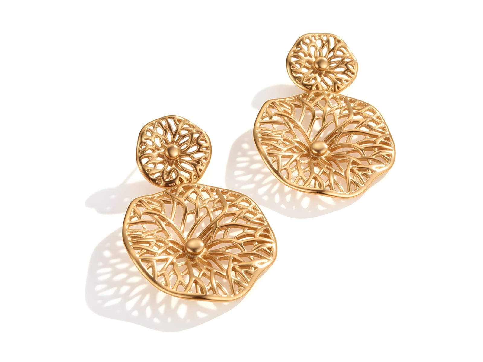 Filigree Flower Statement Earrings — detail