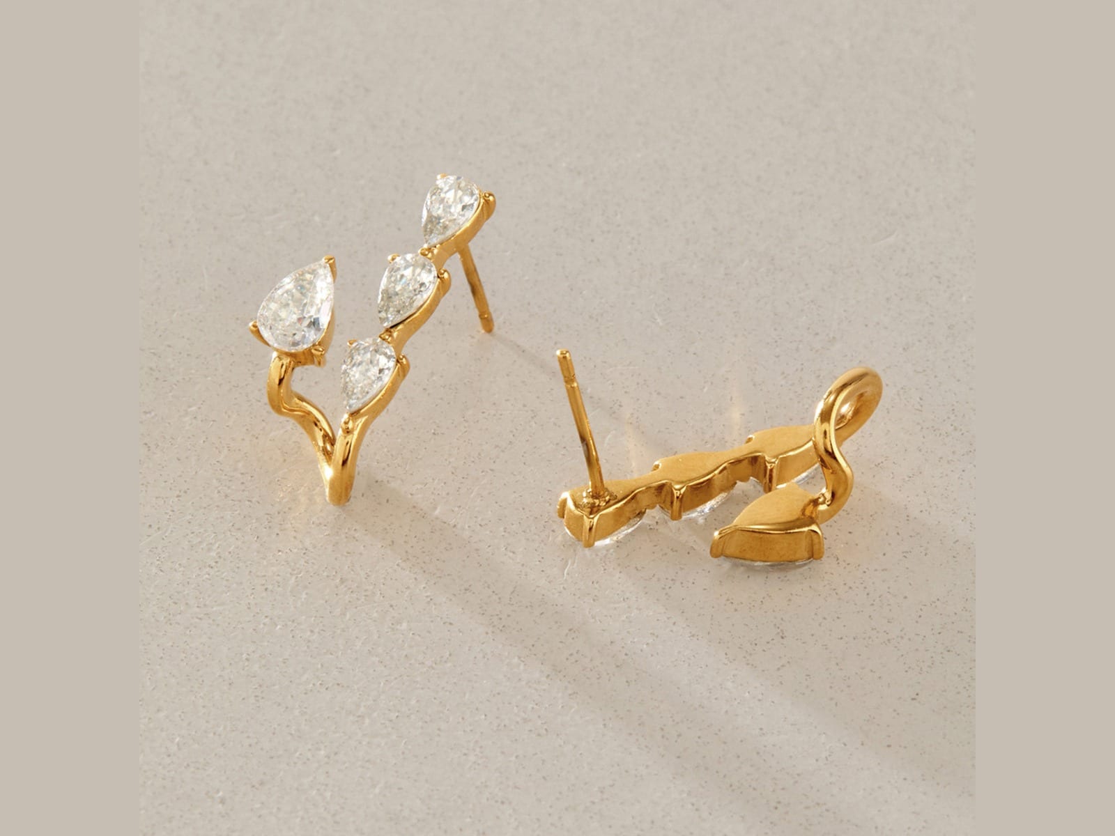 Front-Back CZ Stud Earrings — detail