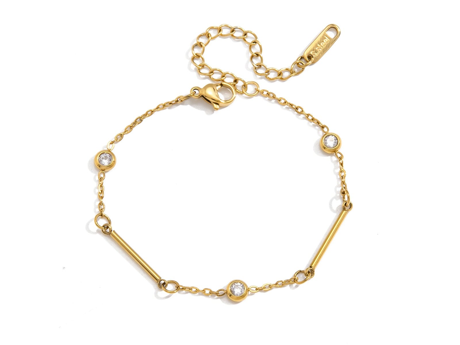 Gold Bar & CZ Stack Bracelets