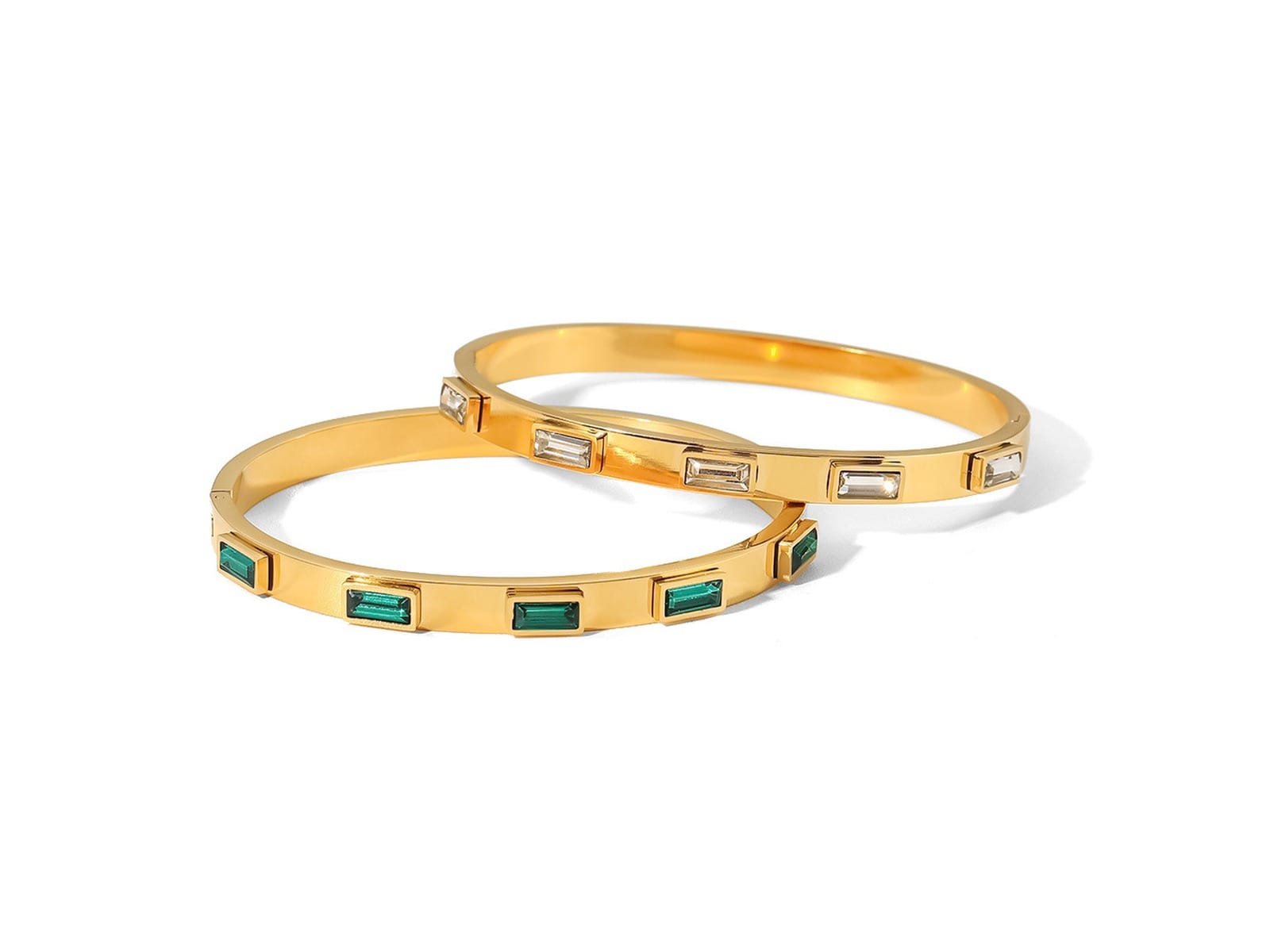 Green Stone Bangle Stack