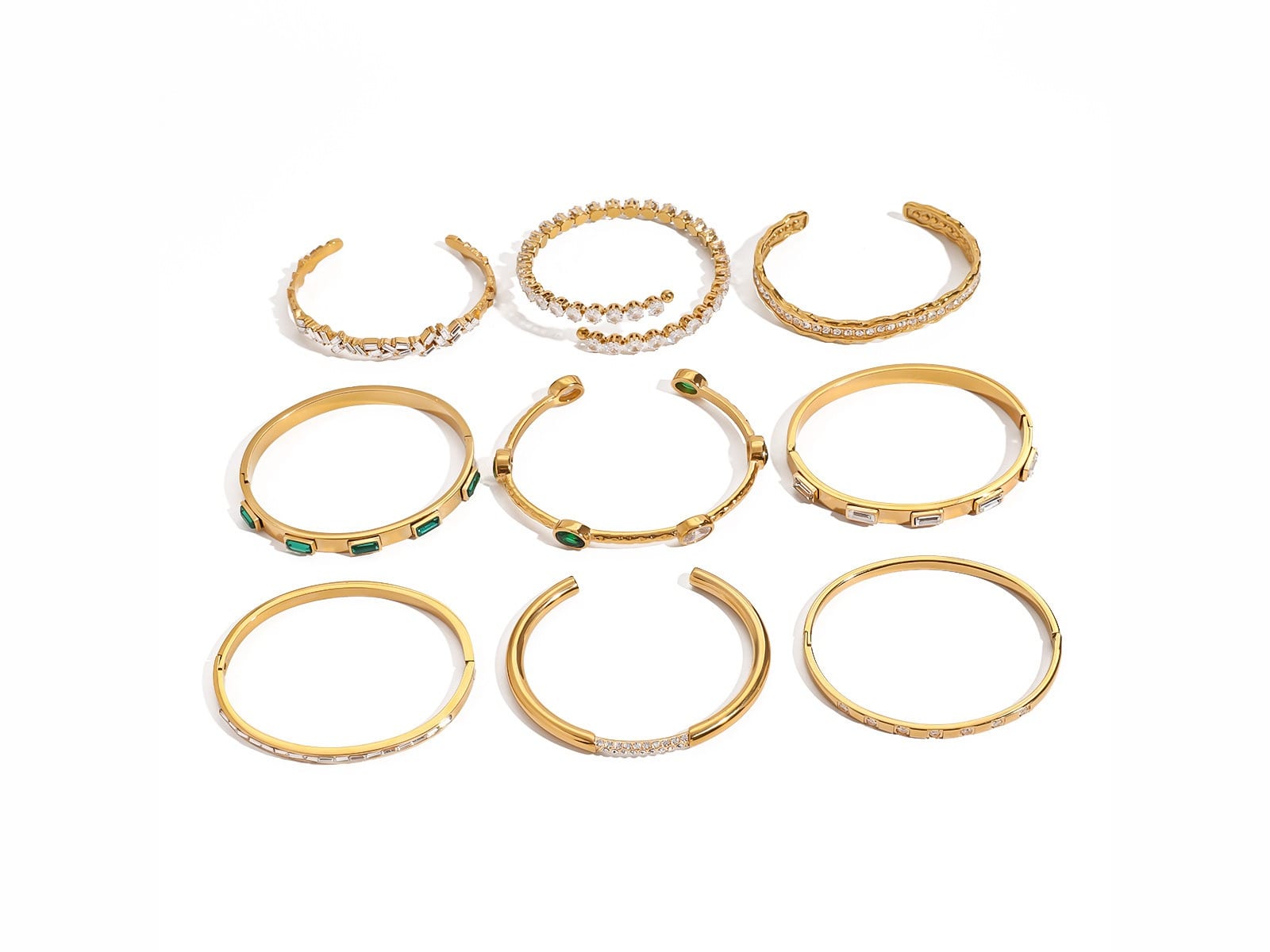 Green Stone Open Bangles