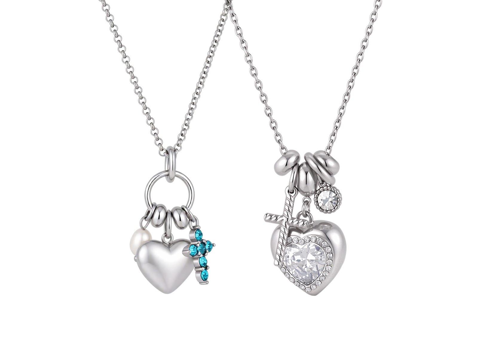 Heart & Cross Pendant Necklaces