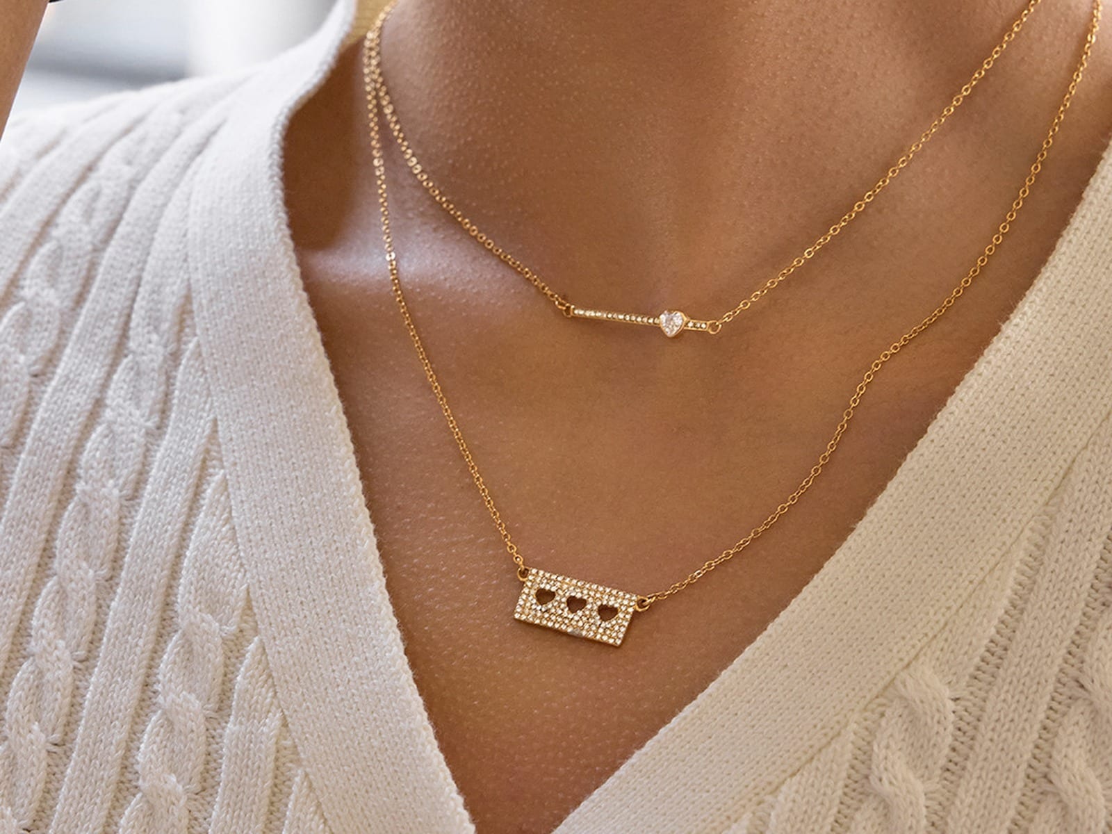 Heart Bar Necklaces — detail