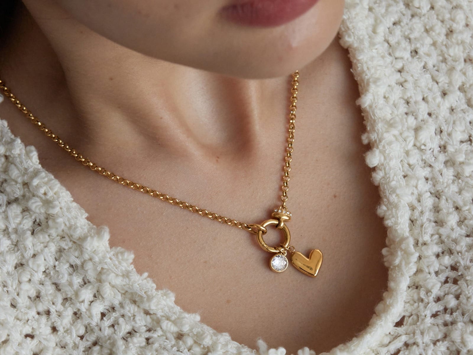 Heart Clasp Charm Necklaces — detail
