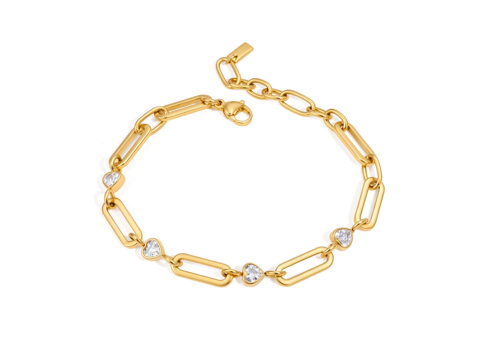 Heart CZ Curb Bracelet