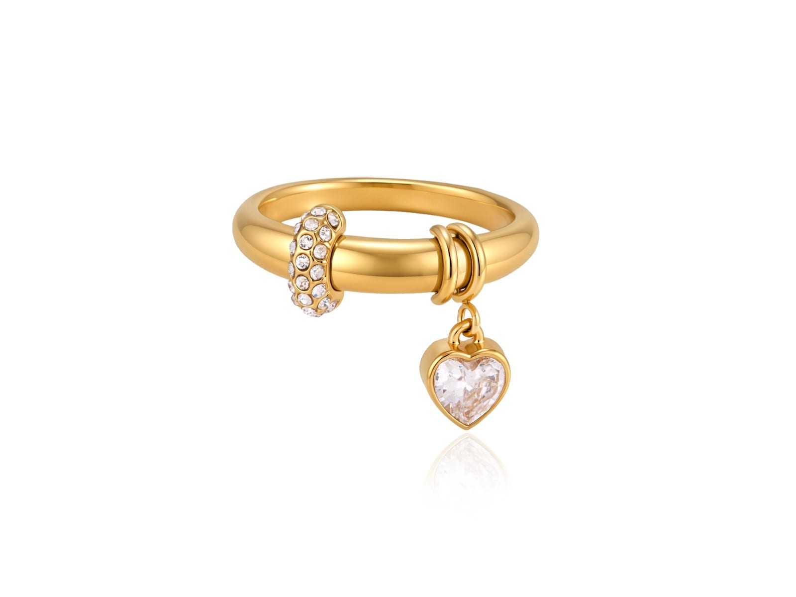 Heart CZ Dangle Ring