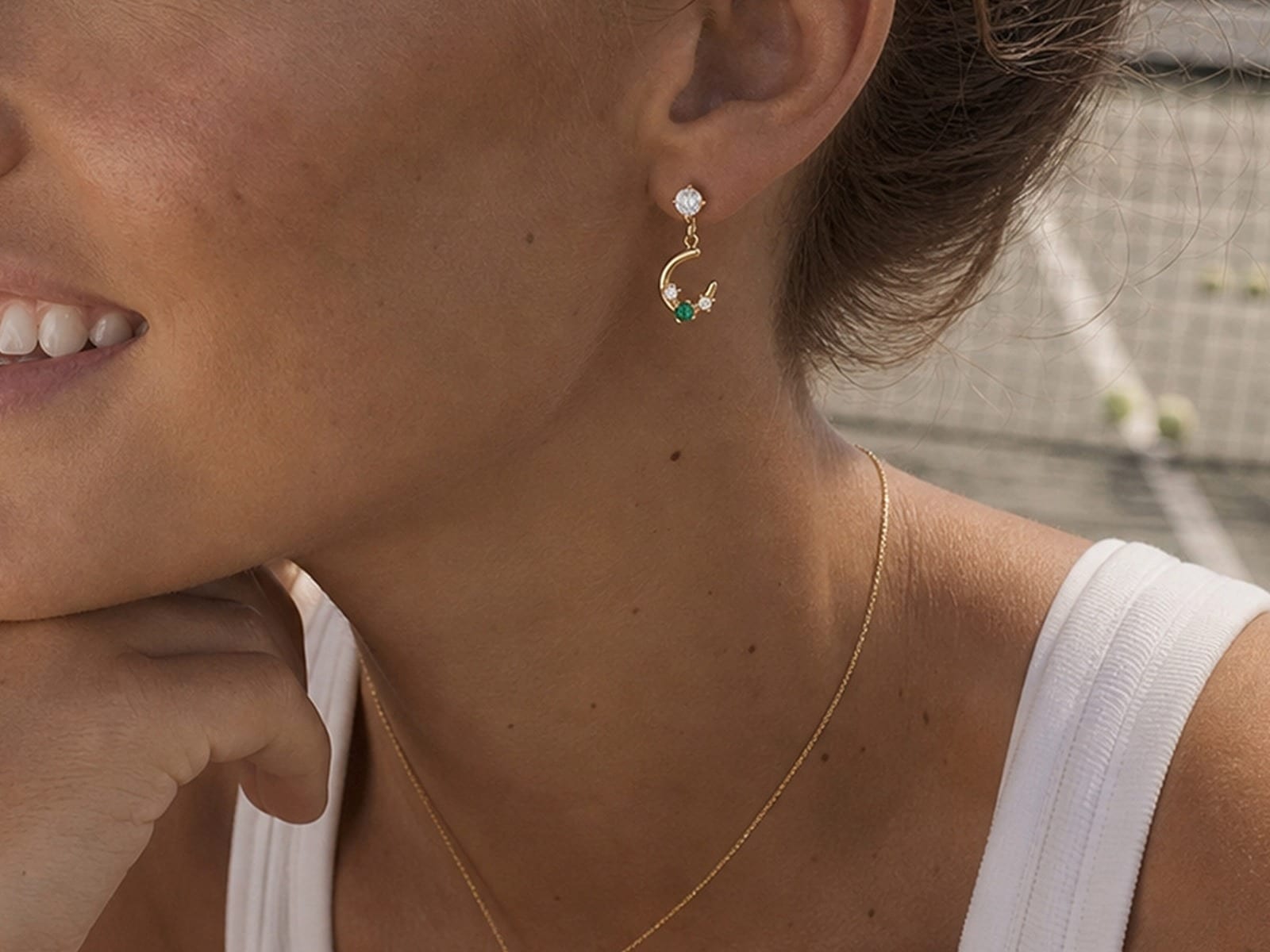 Horseshoe Charm Necklace, Bracelet & Earring Set — detail