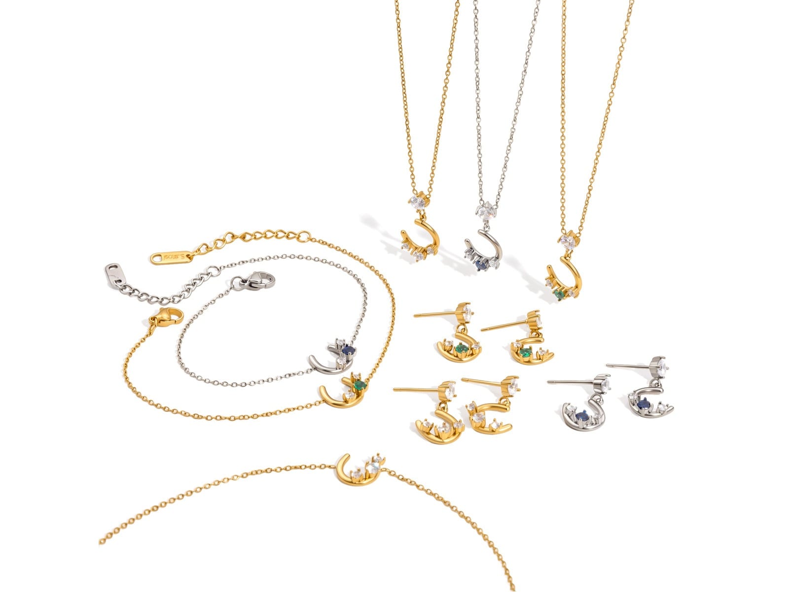 Horseshoe Charm Necklace, Bracelet & Earring Set
