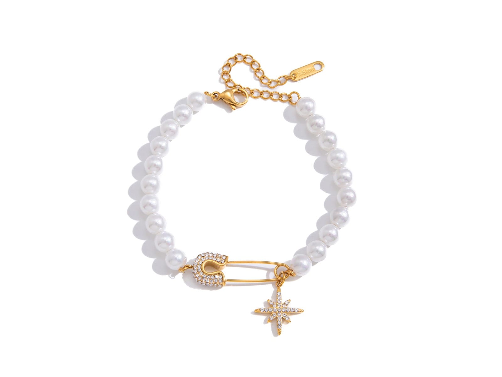 Imitation Pearl & Pin Bracelet