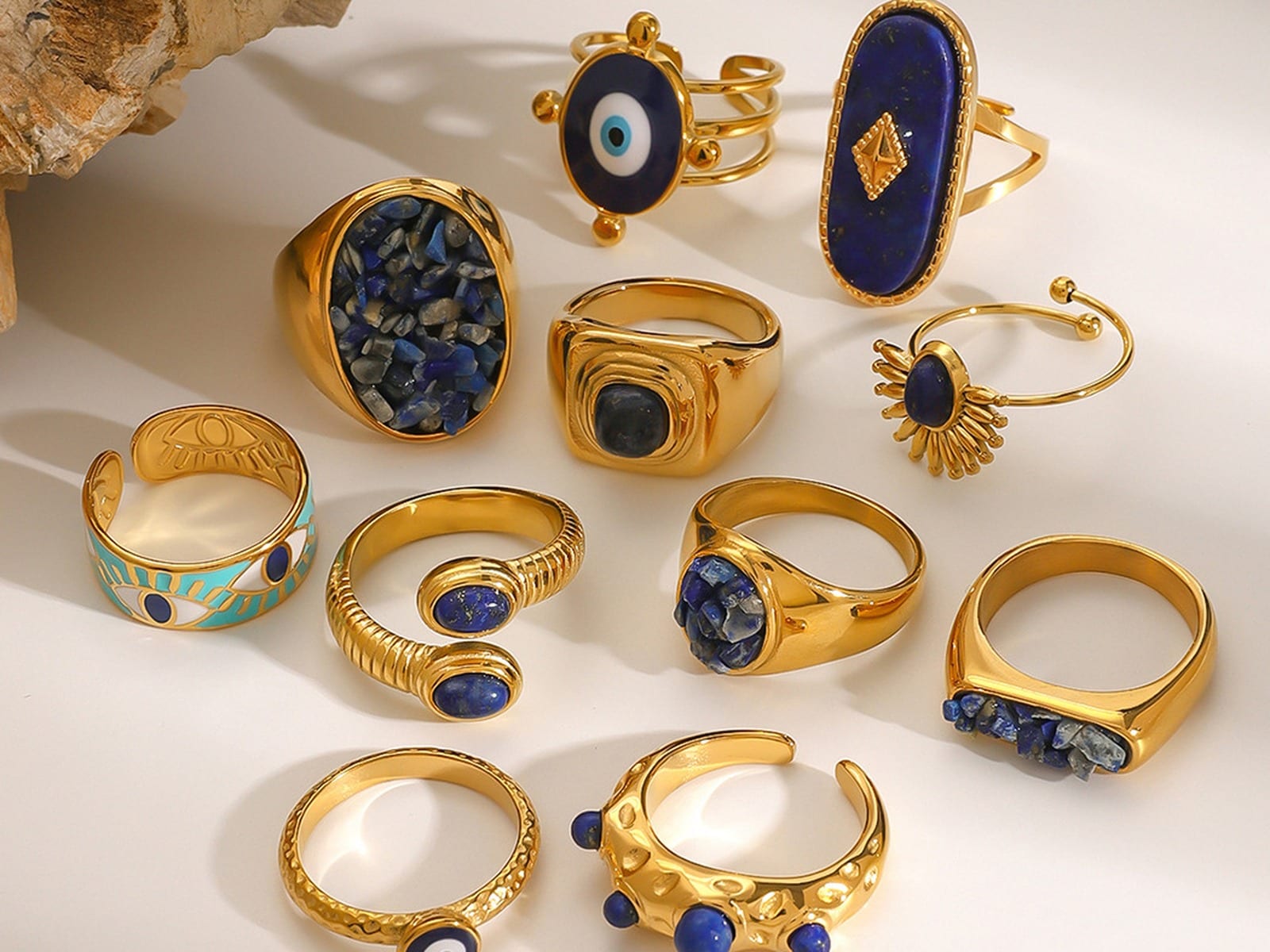 Lapis & Evil Eye Rings — detail