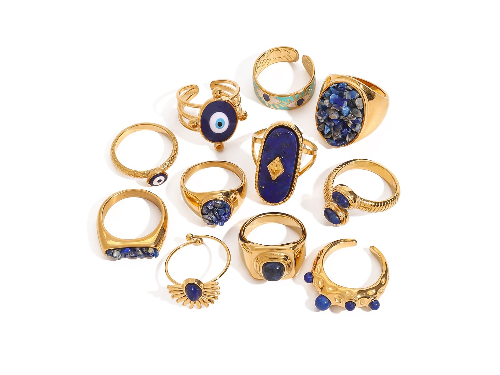 Lapis & Evil Eye Rings