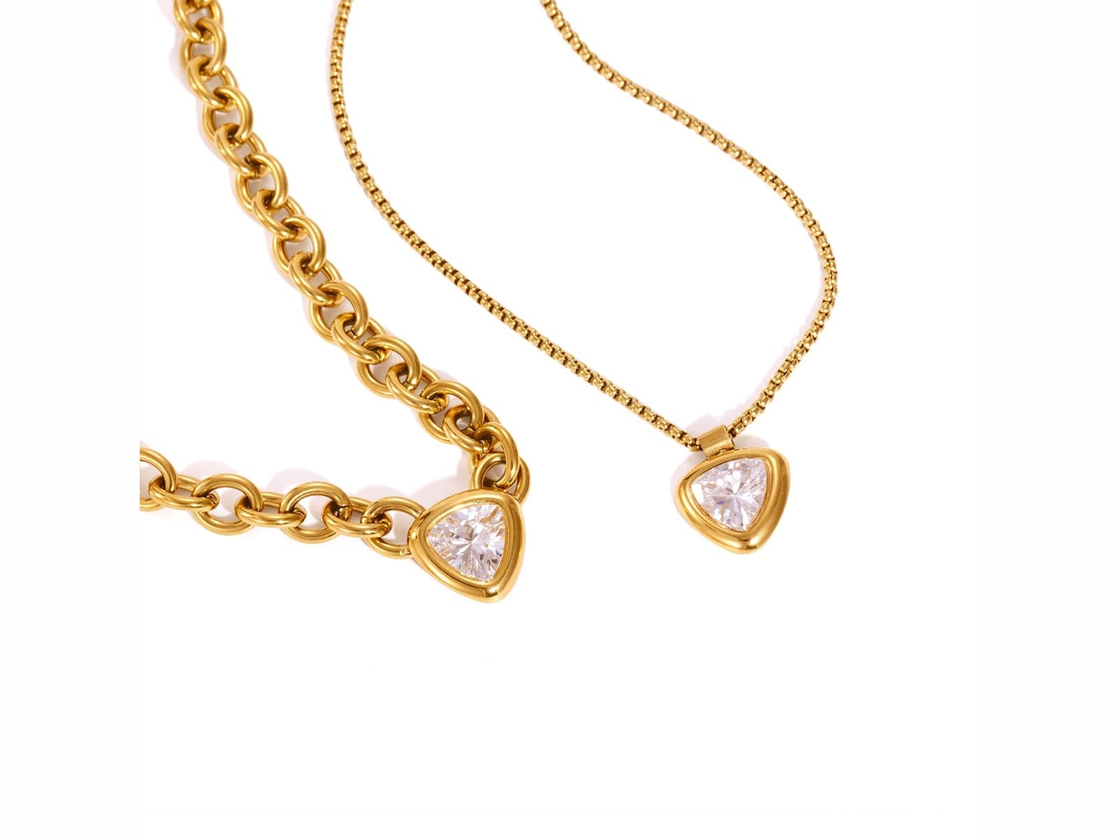 Layered Heart CZ Necklace