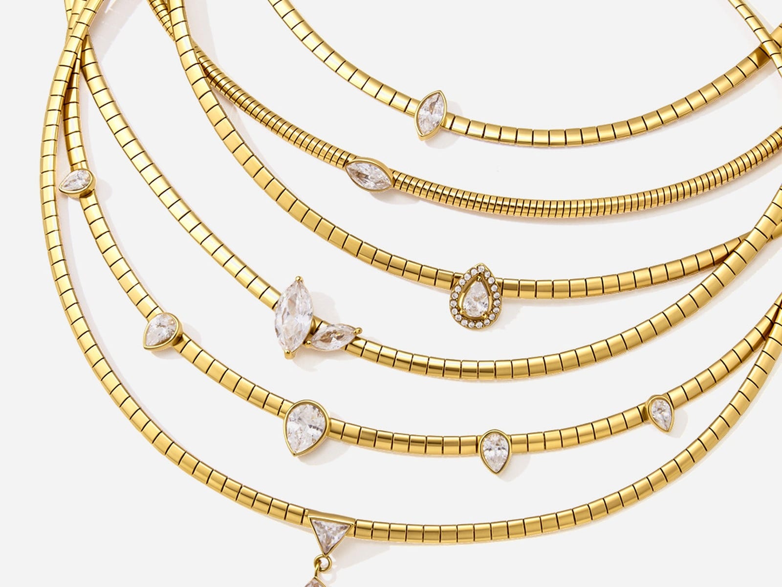 Layered Snake Chain Necklace — detail