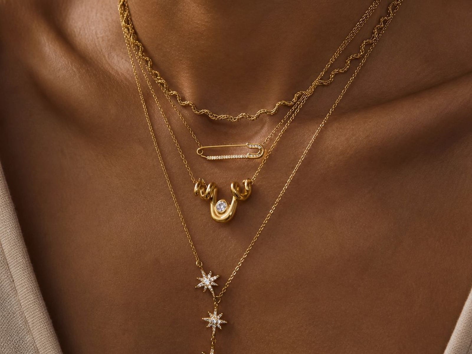 Layered Star Necklaces — detail