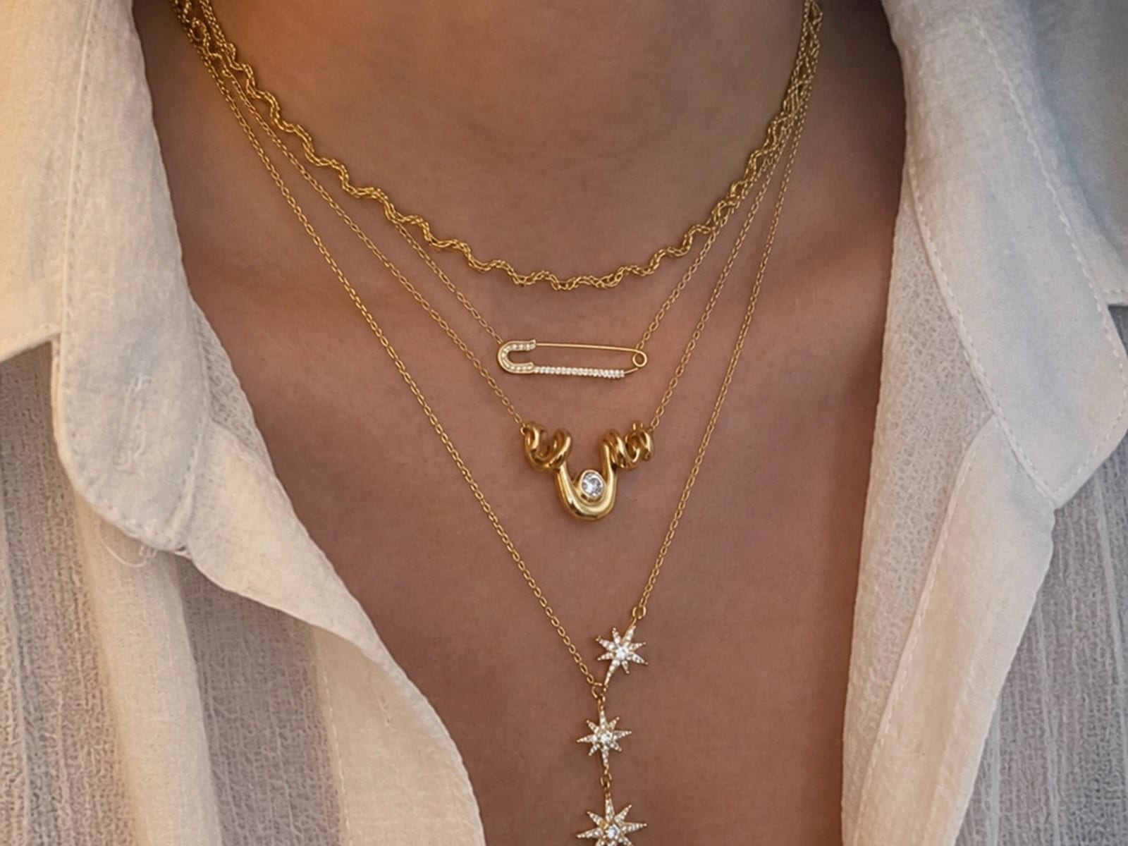 Layered Star Necklaces — detail