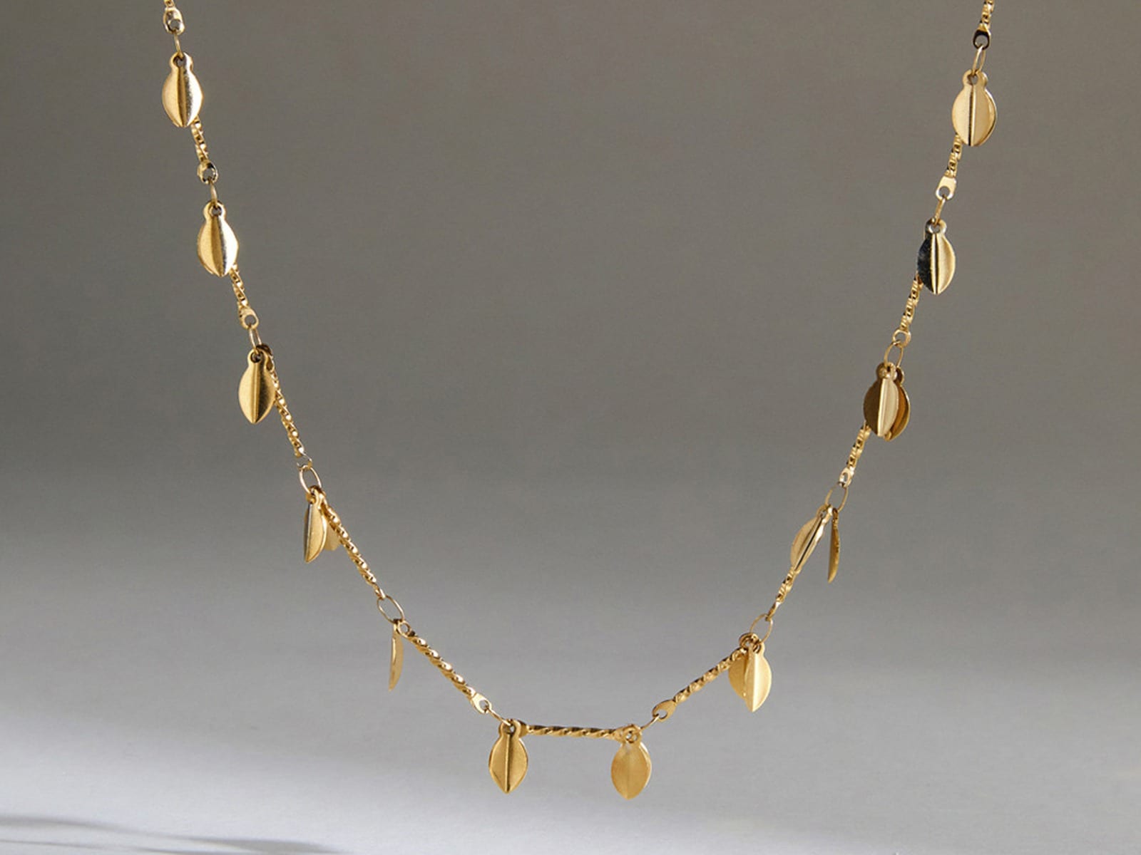 Leaf Drop Satellite Necklace — detail