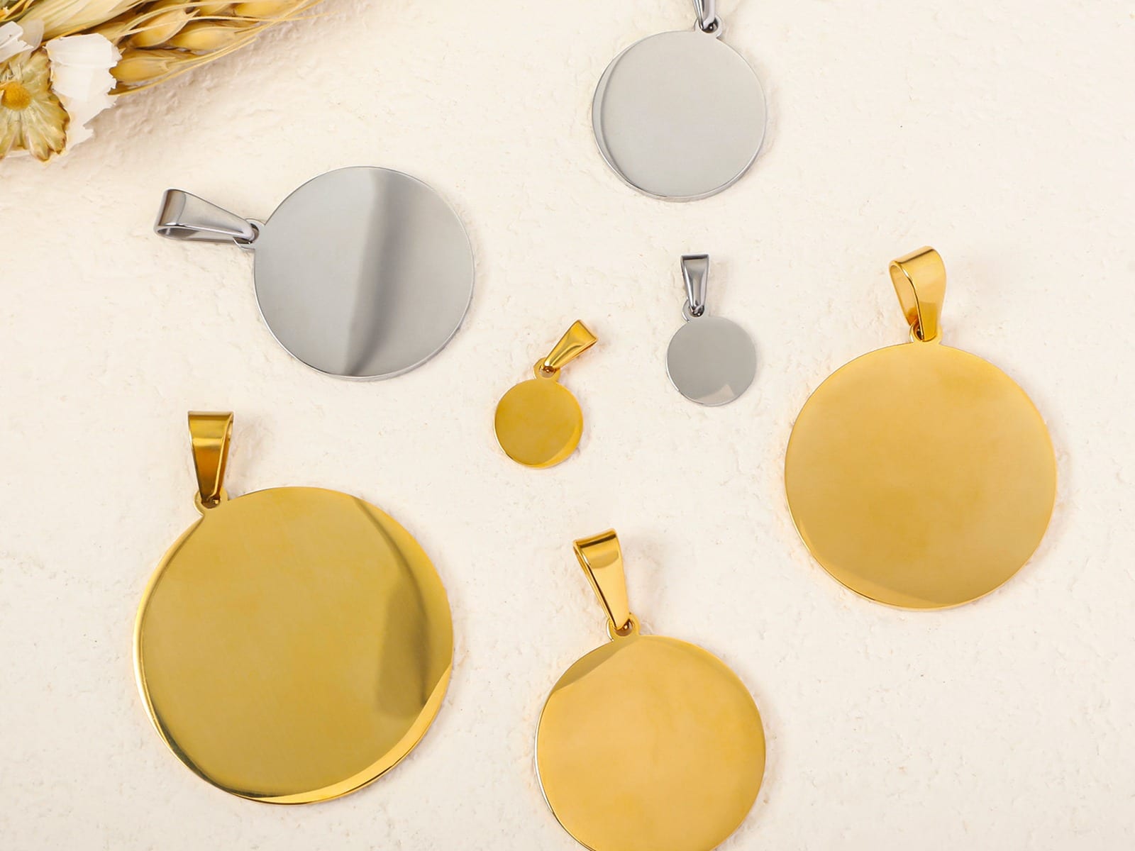 Mirror Disc Pendant, Engravable