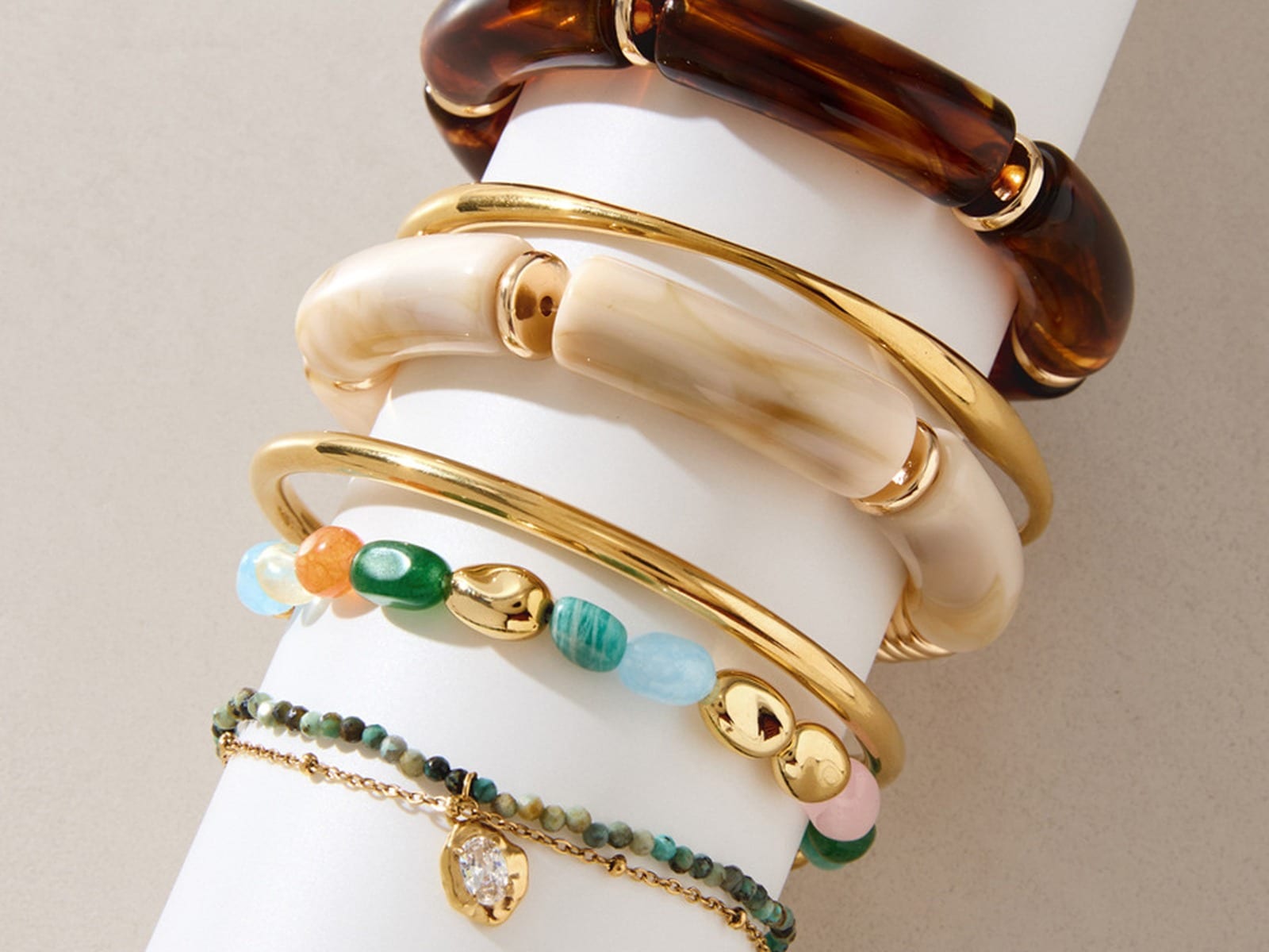 Mixed Bracelet Stack — detail