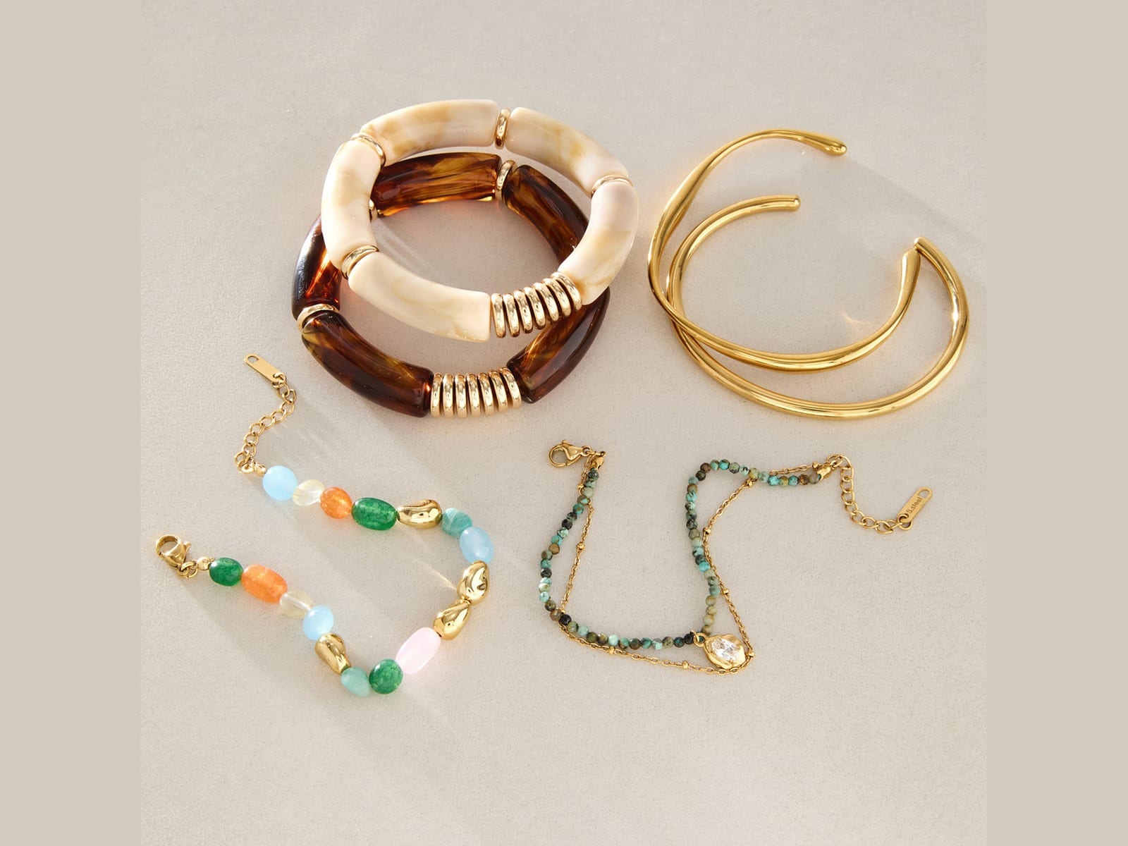 Mixed Bracelet Stack — detail